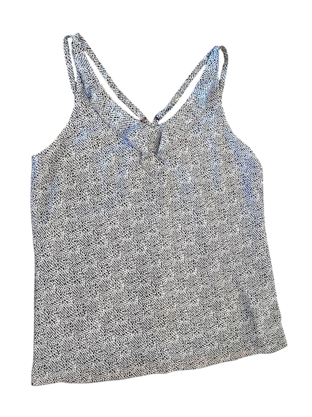 Women’s CABI Black White Flutter Tank Top Shirt Size Medium Sleeveless